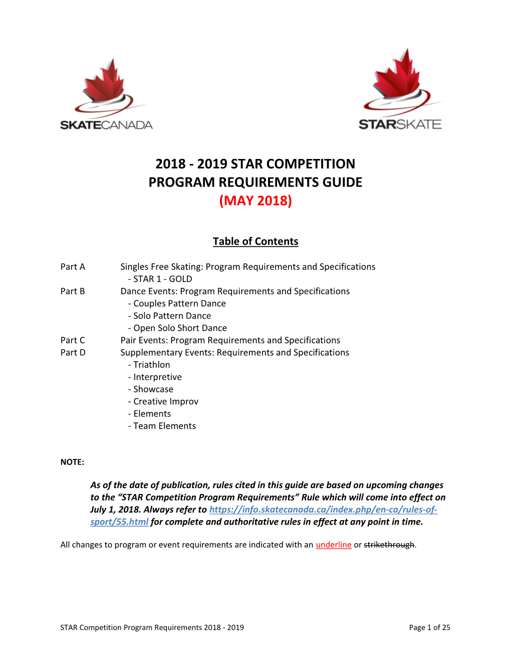 2018 - 2019 Star Competition Program Requirements Guide (May 2018)