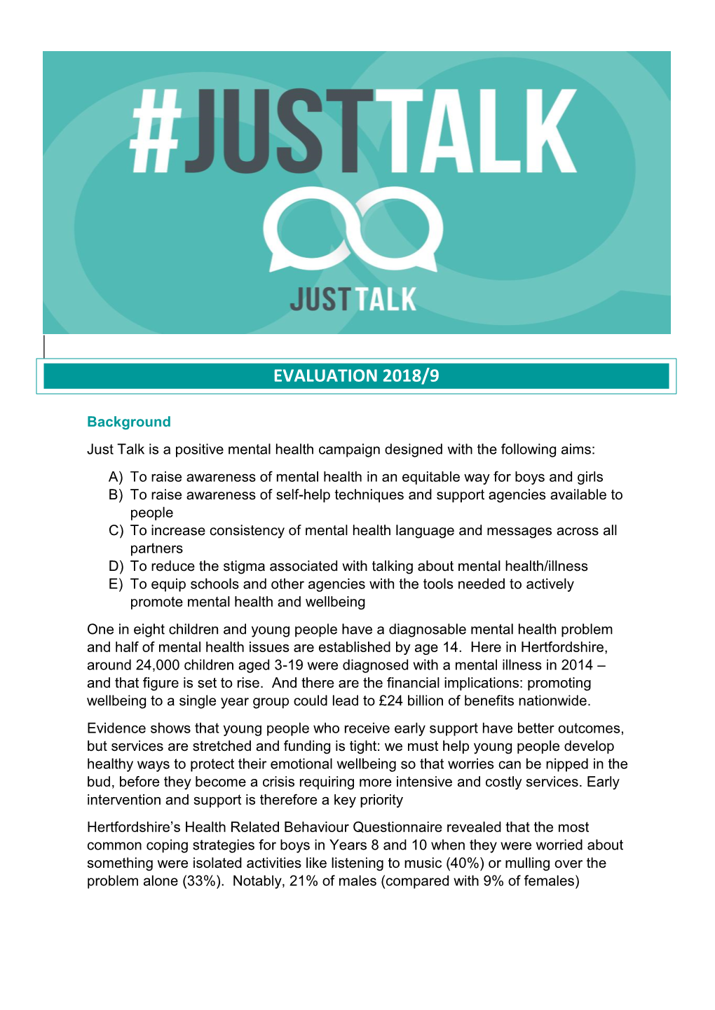 Read the Just Talk 2018-19 Evaluation
