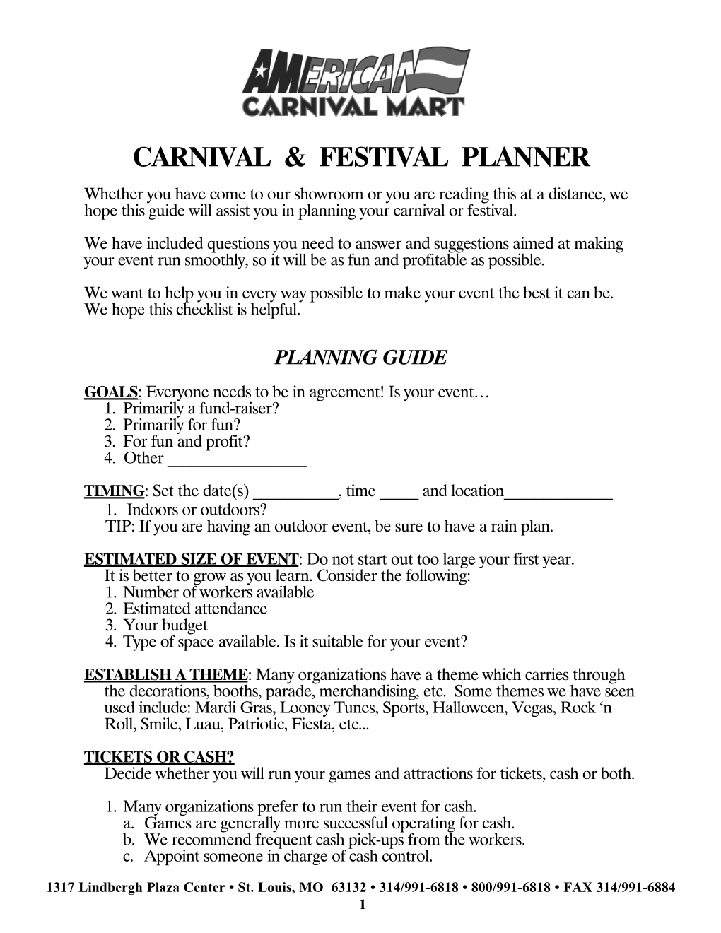 Carnival & Festival Planner