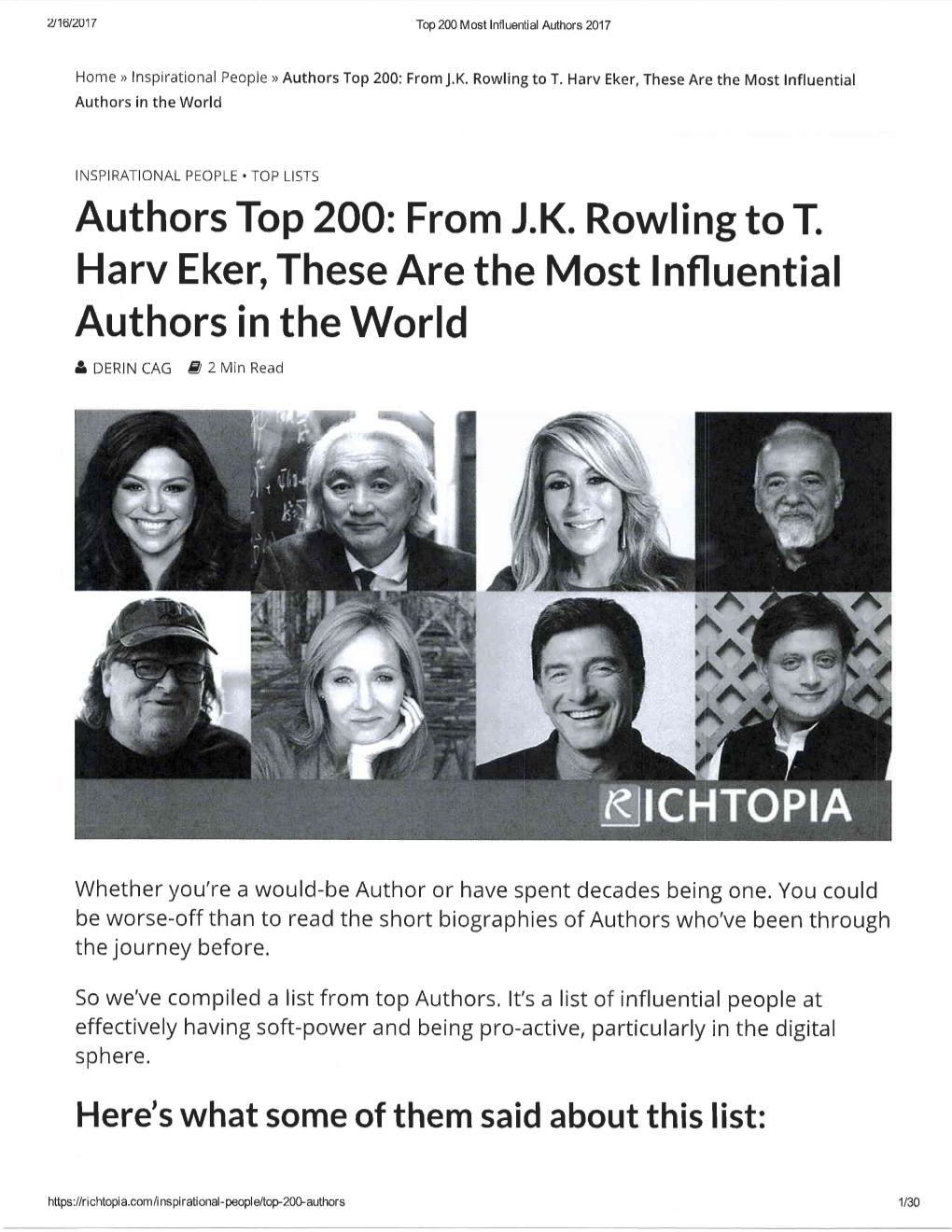 Harv Eker, These Are the Most Lnfluential Authors in the World