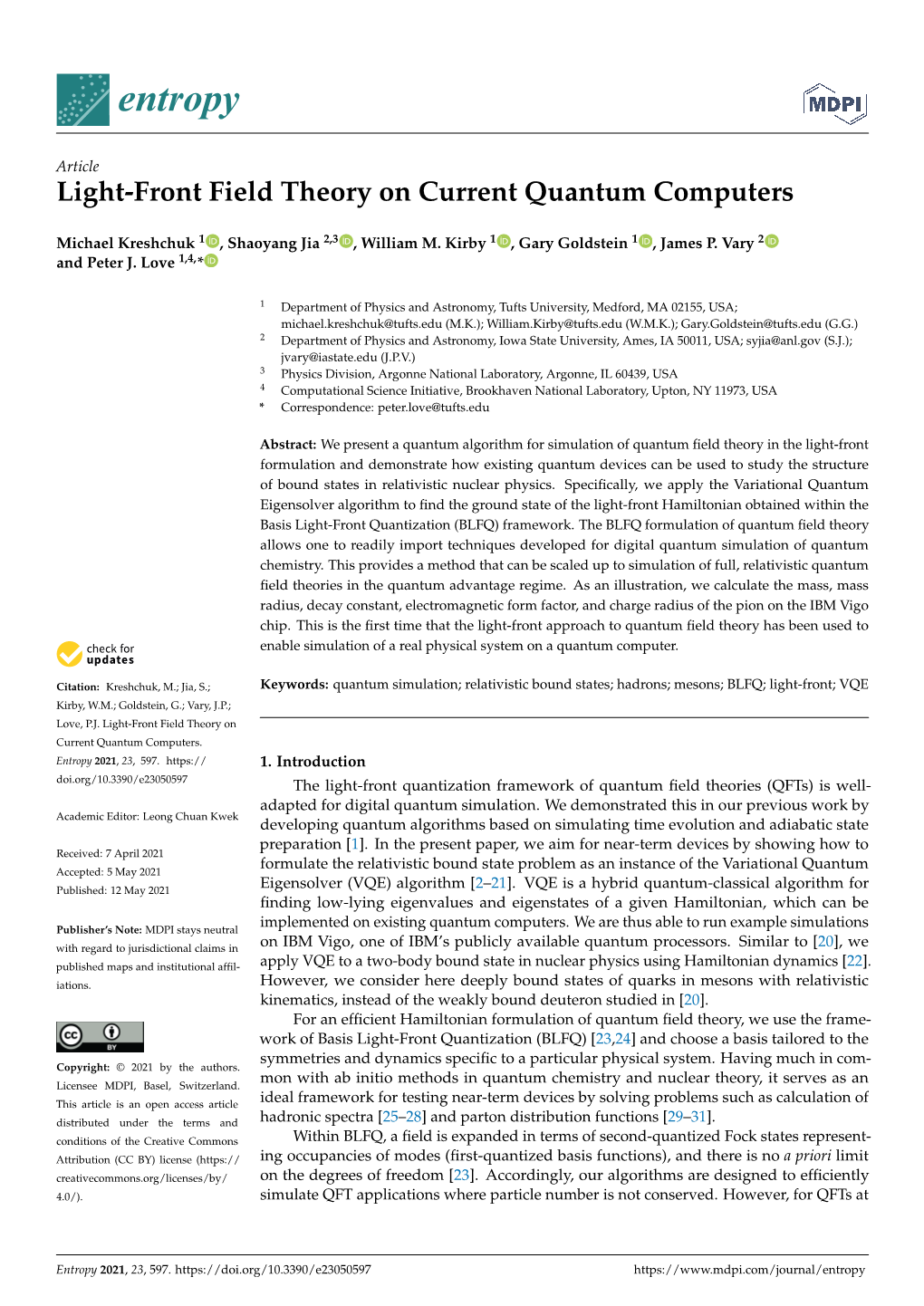 Light-Front Field Theory on Current Quantum Computers