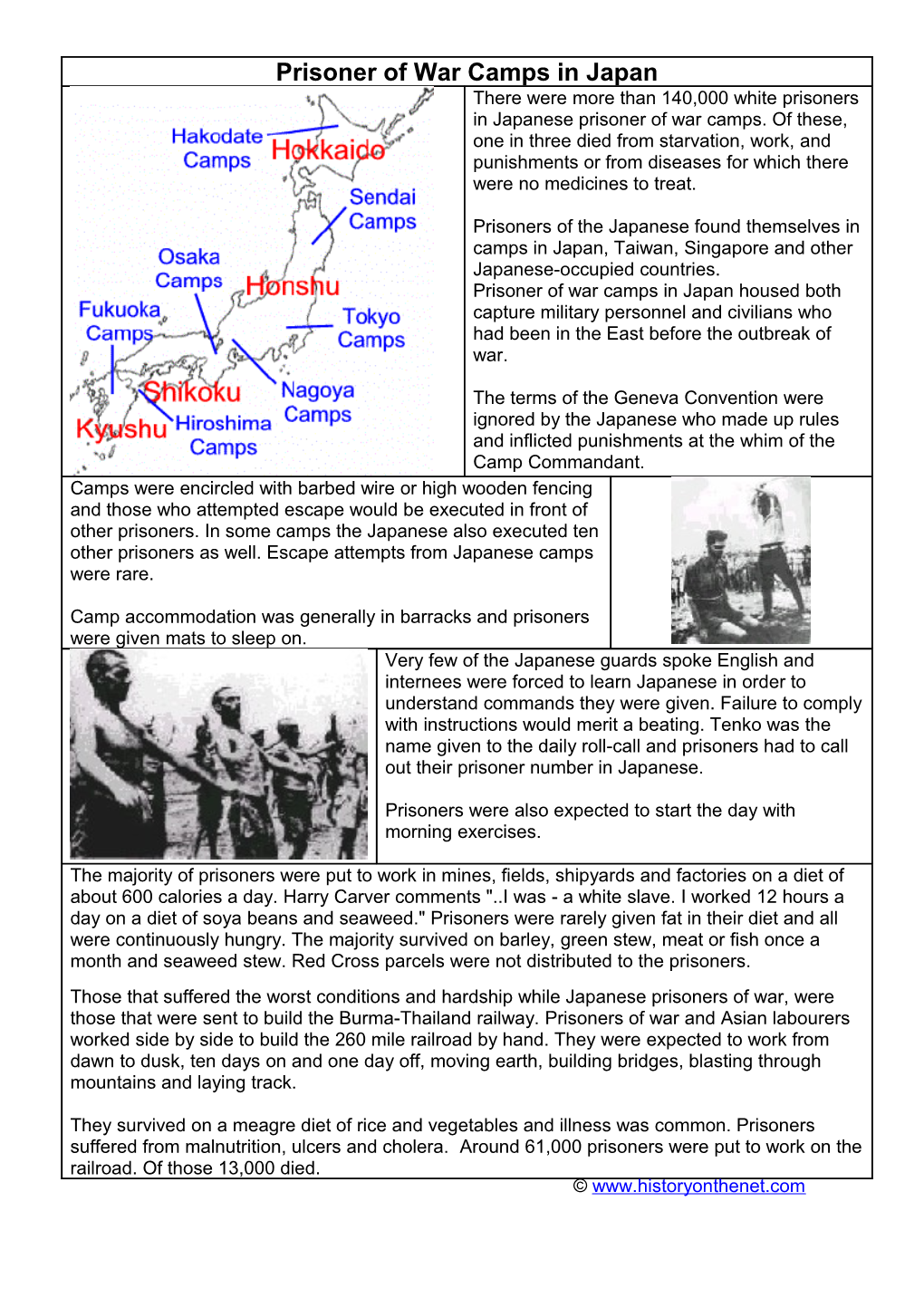 Prisoner of War Camps in Japan