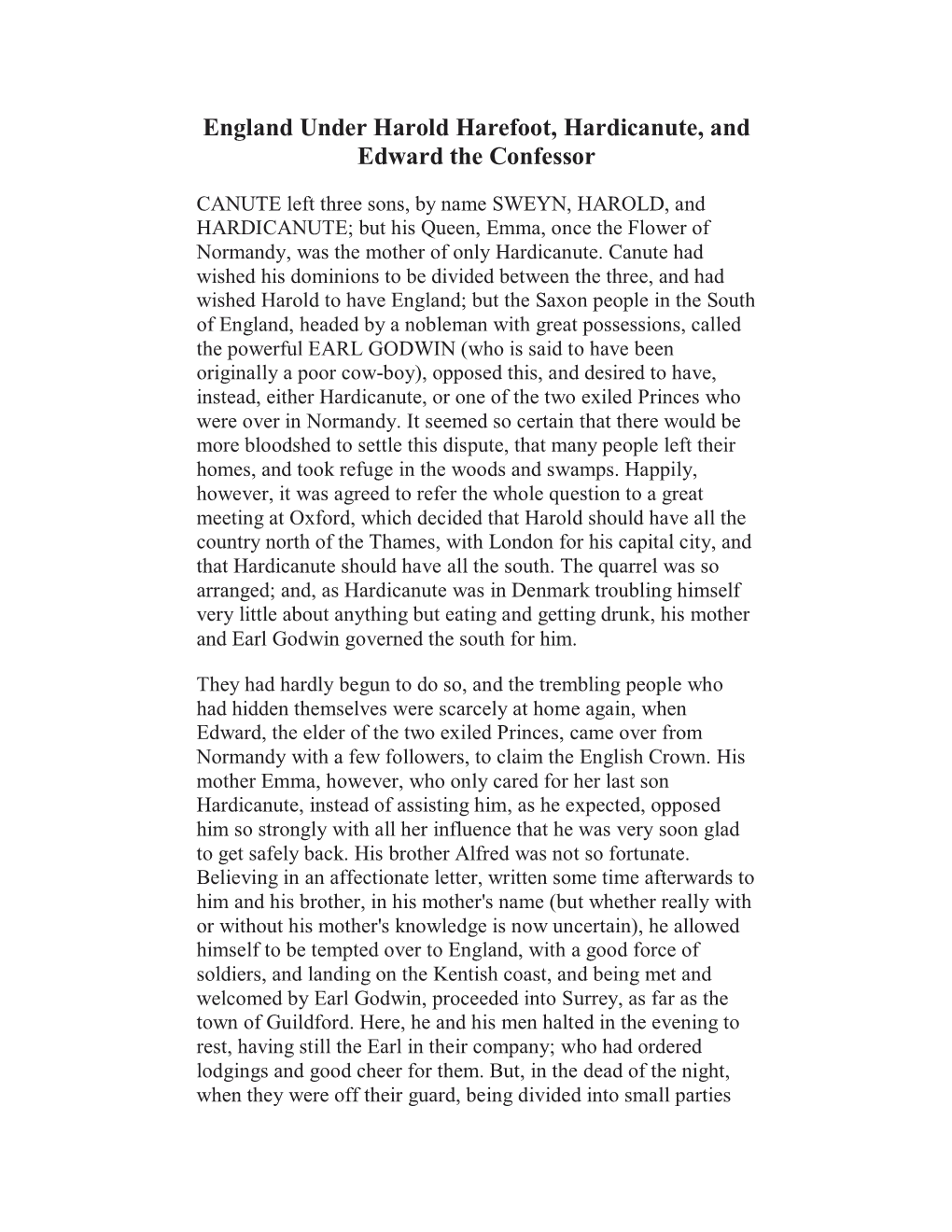 England Under Harold Harefoot, Hardicanute, and Edward the Confessor