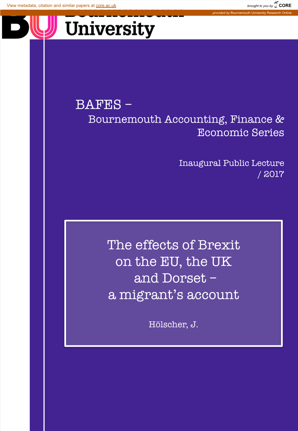 BAFES – the Effects of Brexit on the EU, the UK and Dorset