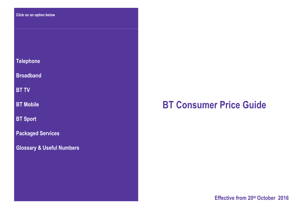 BT Consumer Price Guide