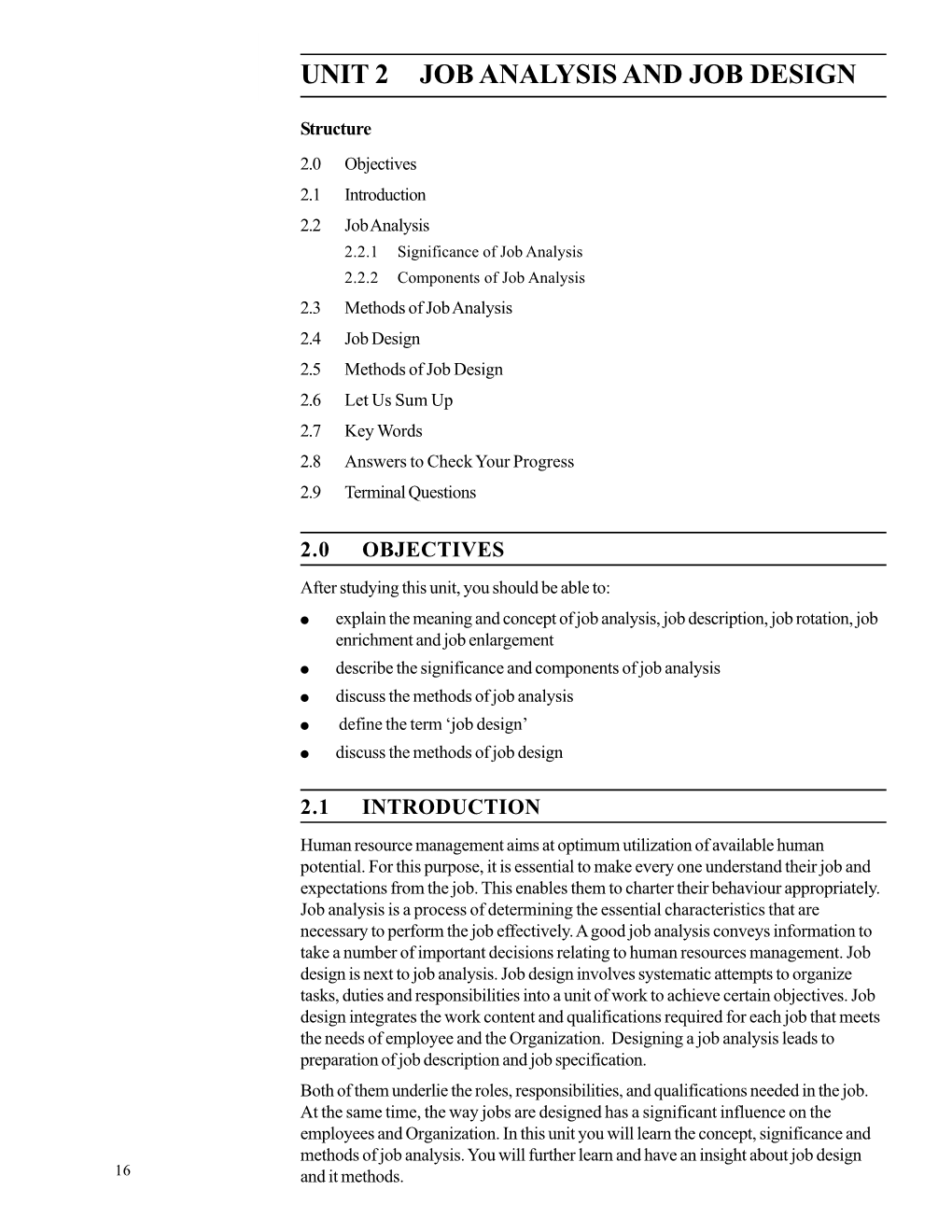 Unit 2 Job Analysis and Job Design