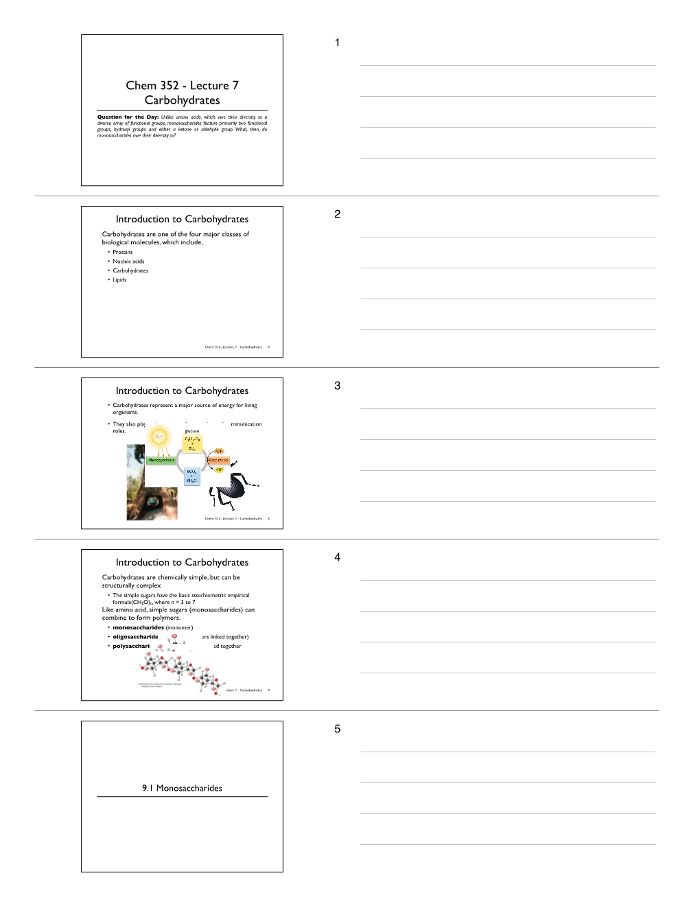 Chem 352 - Lecture 7 Carbohydrates