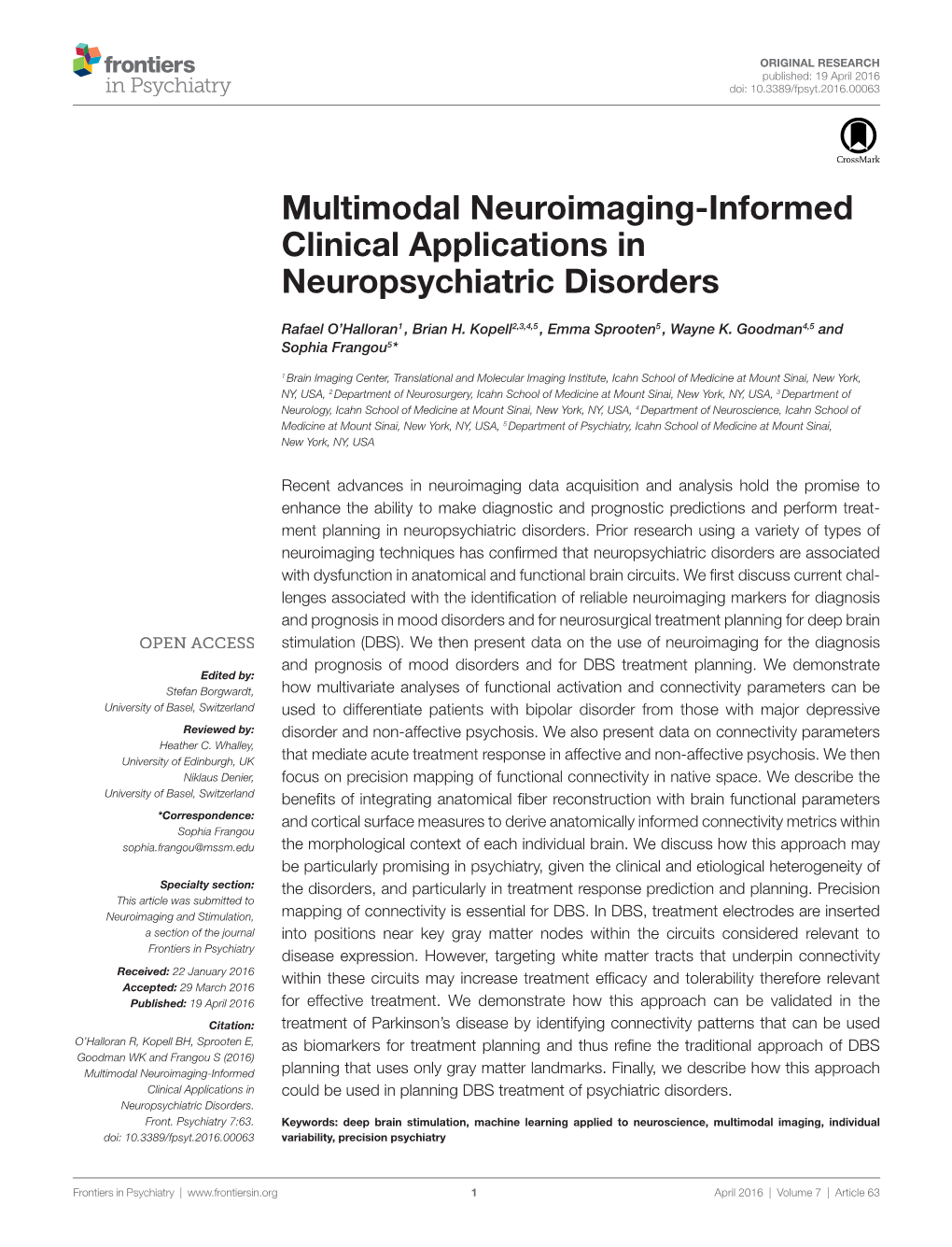 Multimodal Neuroimaging-Informed Clinical Applications in Neuropsychiatric Disorders