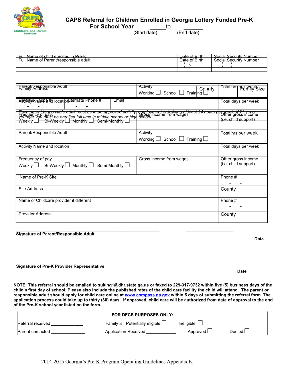 Georgia Lottery Funded Pre-K Referral