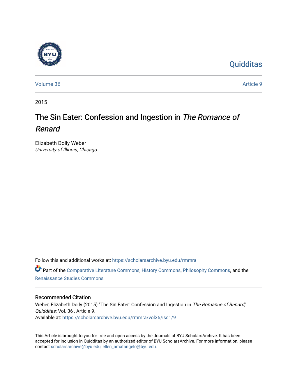 The Sin Eater: Confession and Ingestion in <I>The Romance Of