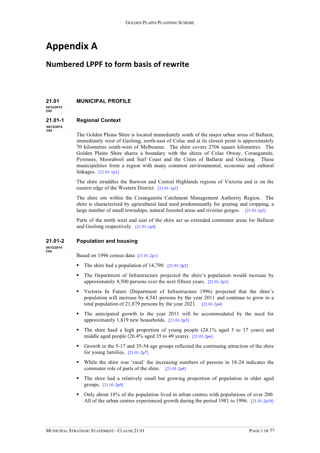 Appendix a Numbered LPPF to Form Basis of Rewrite