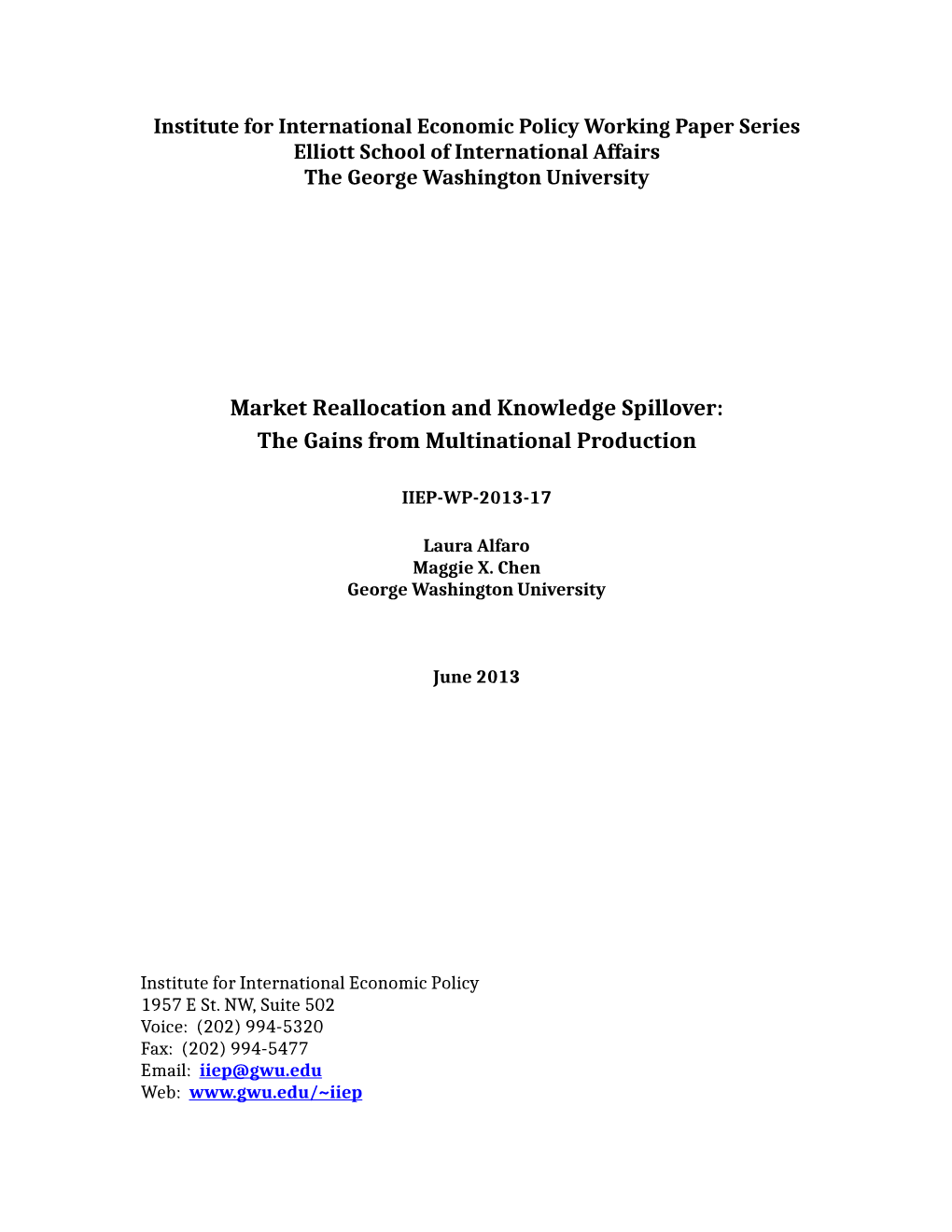 Market Reallocation and Knowledge Spillover: the Gains from Multinational Production