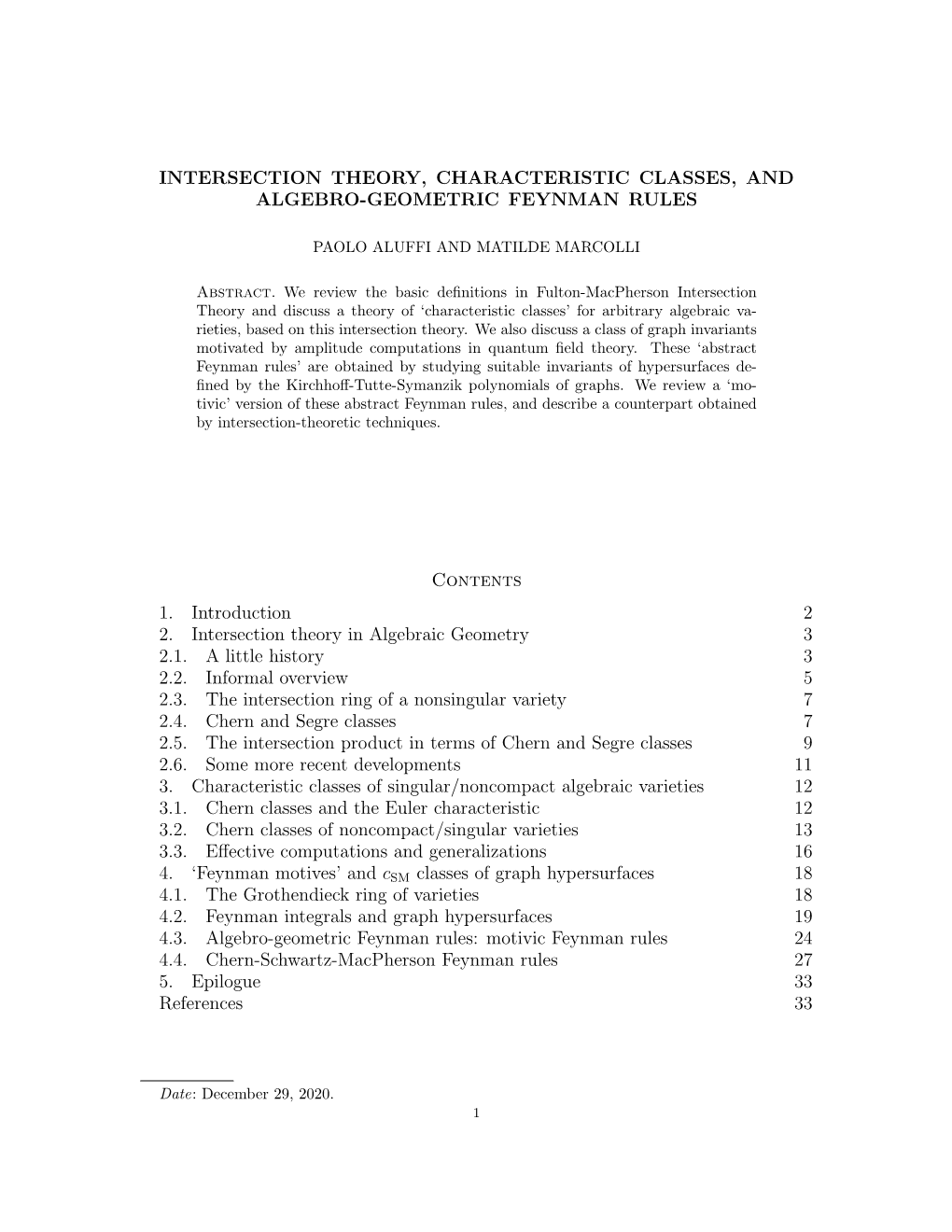 Intersection Theory, Characteristic Classes, and Algebro-Geometric Feynman Rules