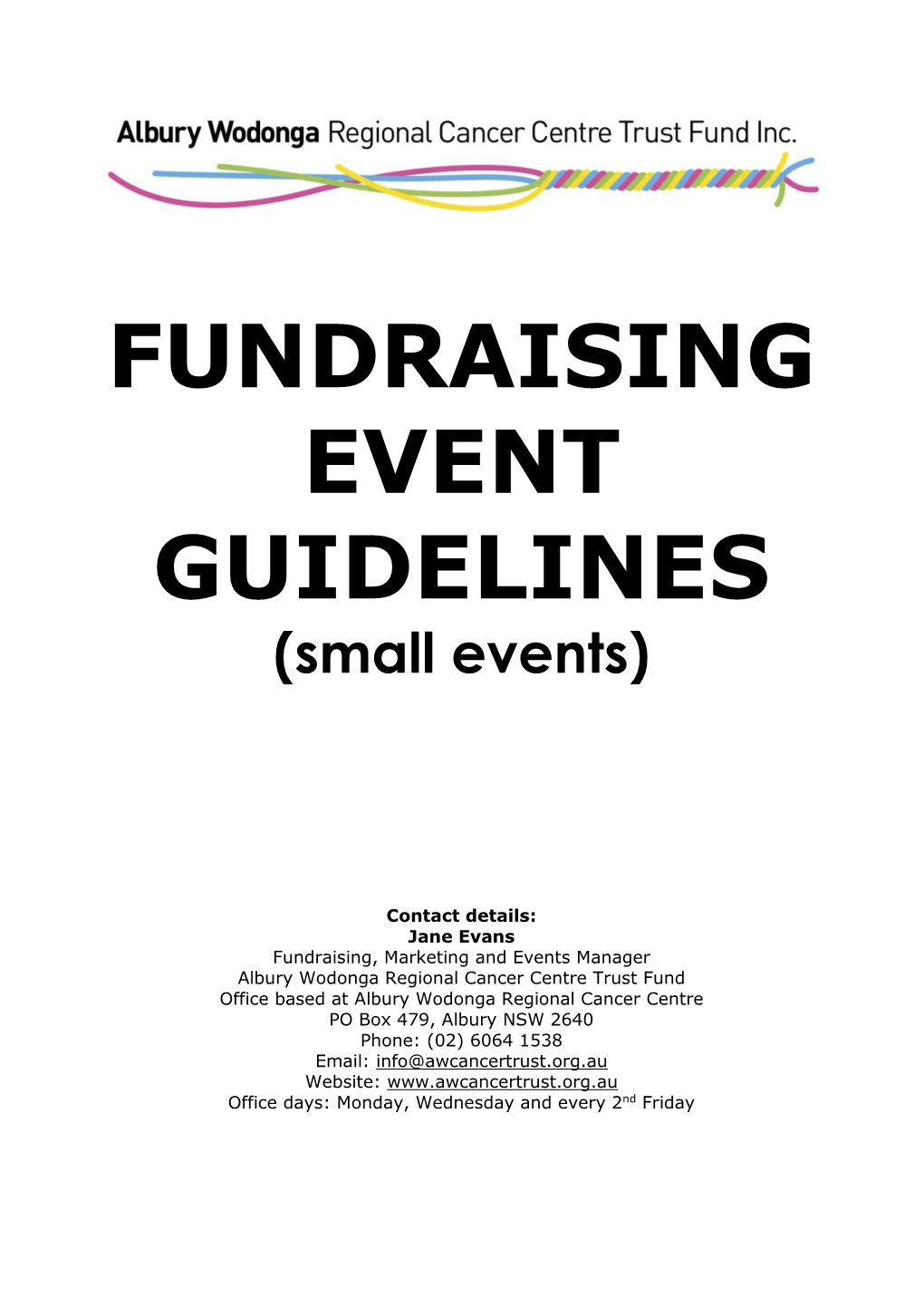 FUNDRAISING EVENT GUIDELINES (Small Events)