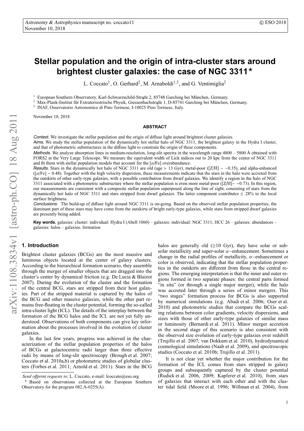 Stellar Population and the Origin of Intra-Cluster Stars Around Brightest