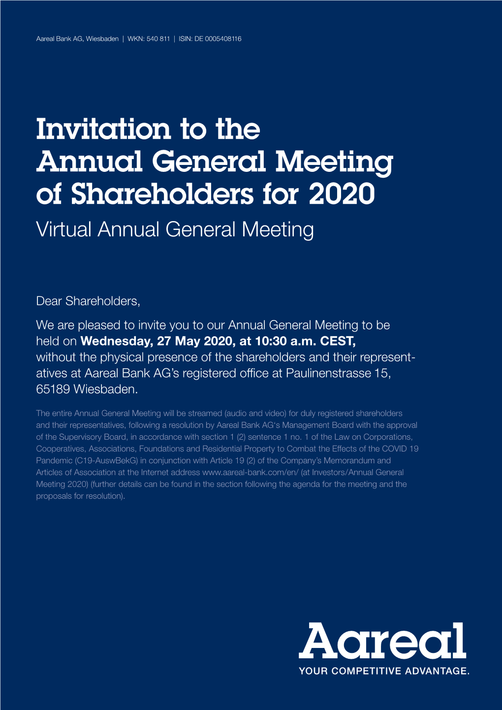 Invitation to the Annual General Meeting 2020