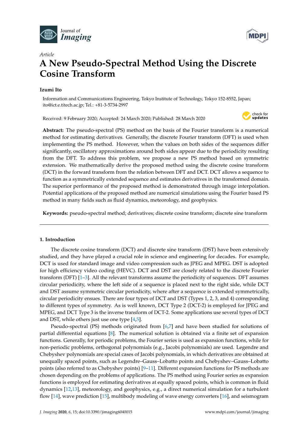 A New Pseudo-Spectral Method Using the Discrete Cosine Transform