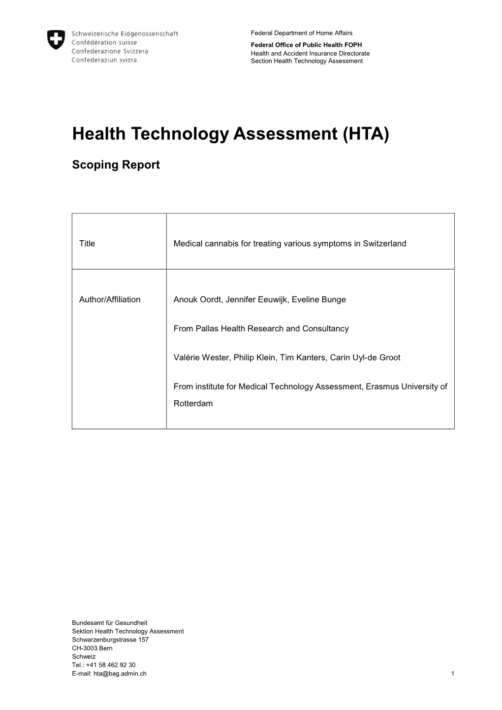 Health Technology Assessment (HTA)