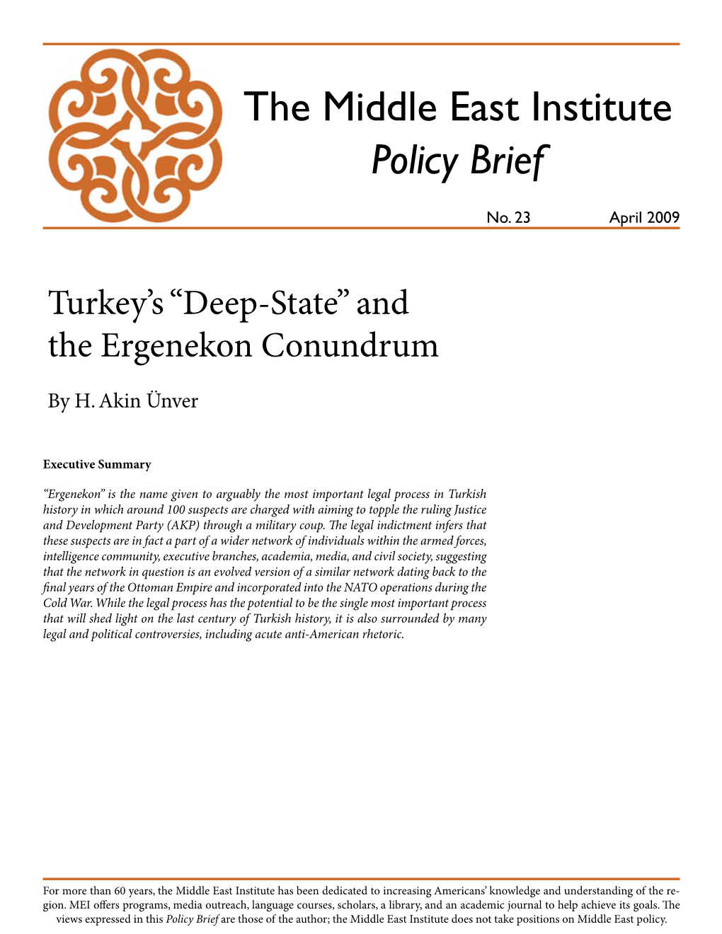 The Middle East Institute Policy Brief