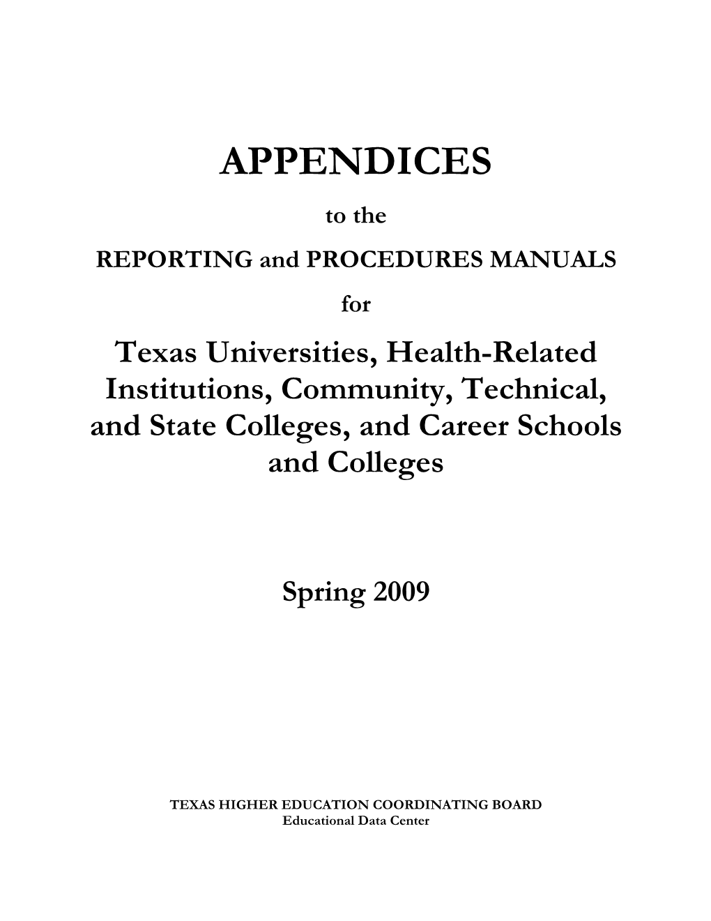 THECB Appendices 2009