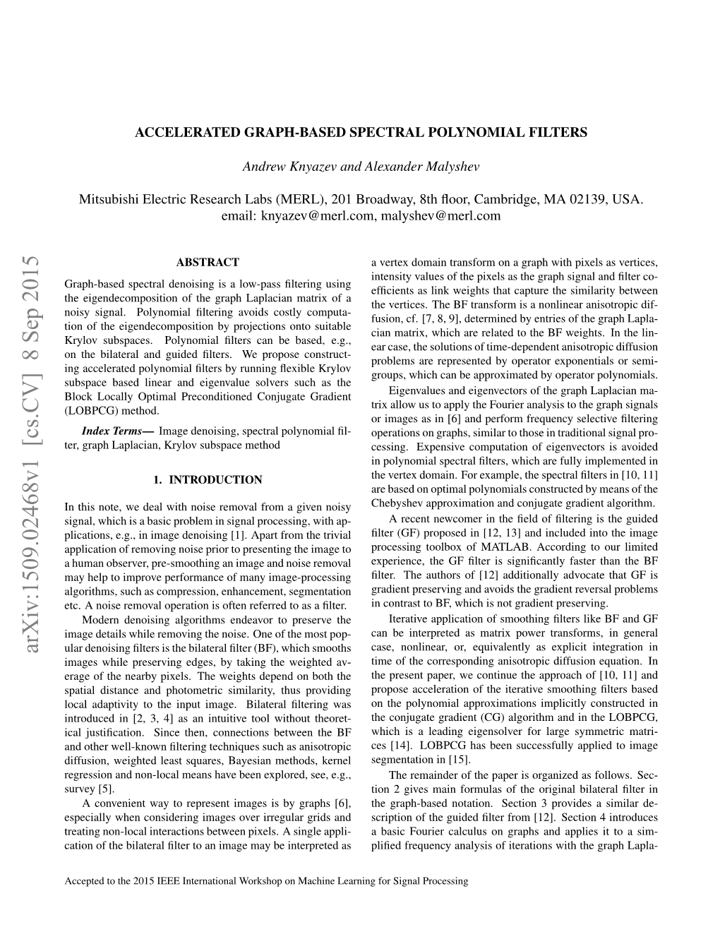 Accelerated Graph-Based Spectral Polynomial Filters