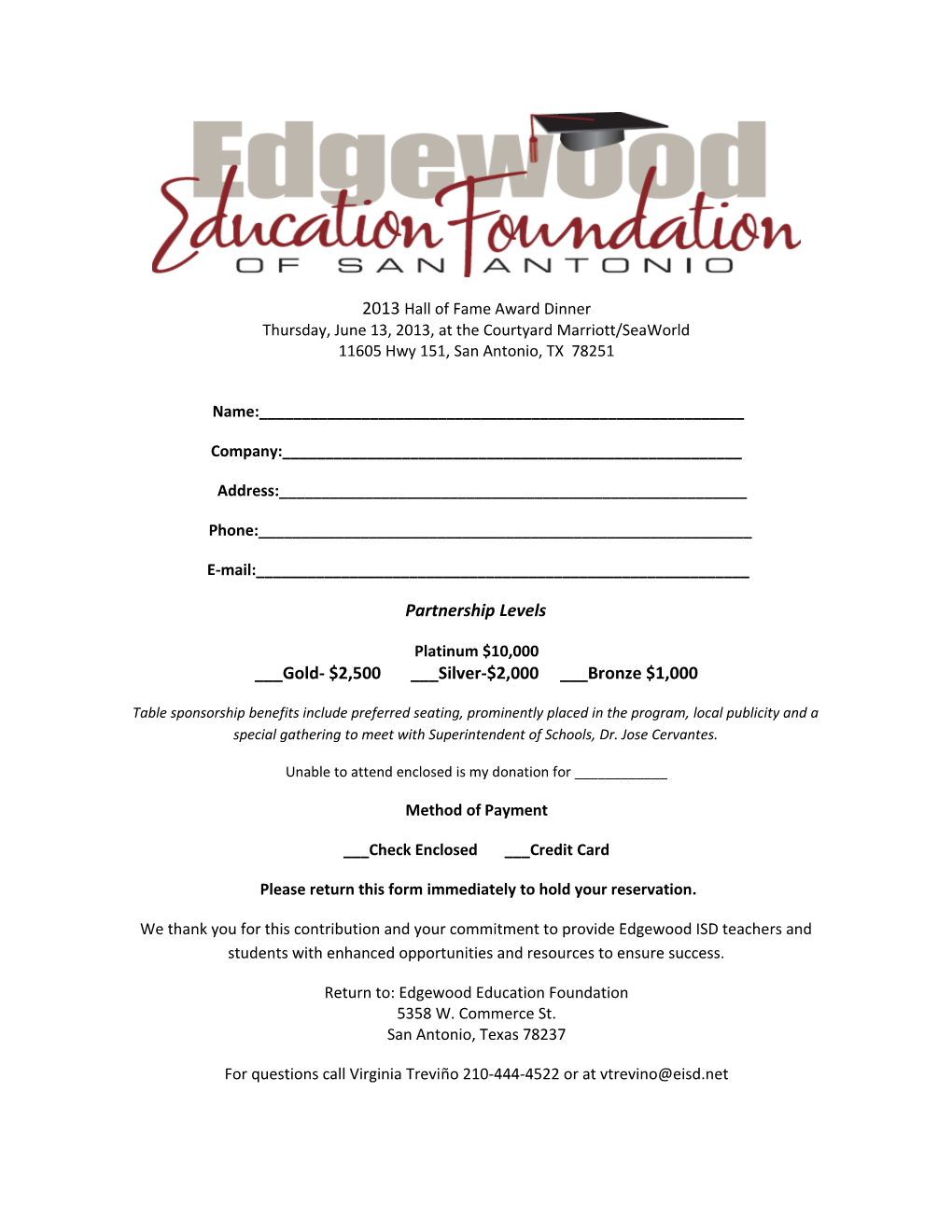 Edgewood Education Foundation Hall of Fame Banquet