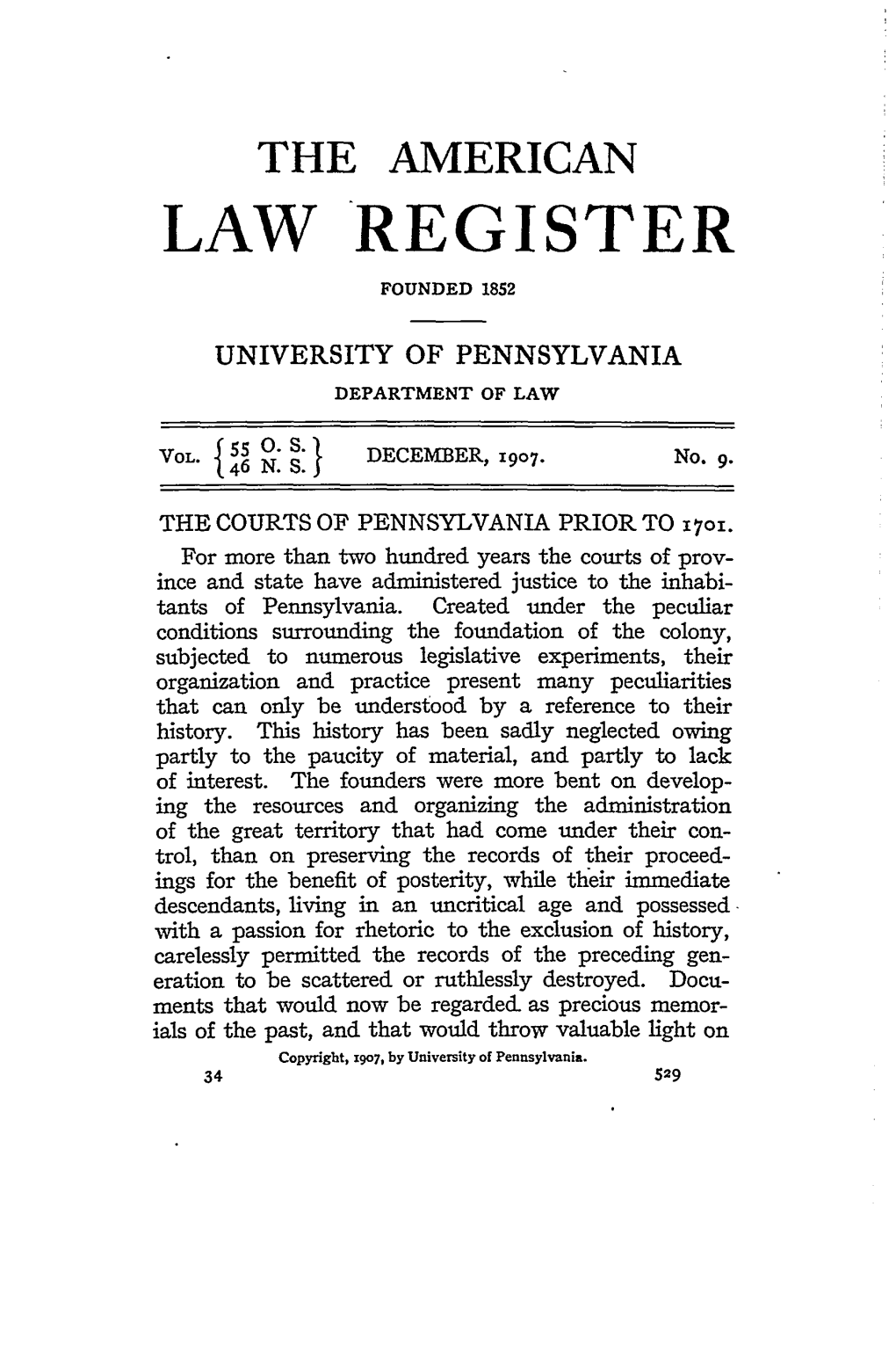 Courts of Pennsylvania Prior to 1701