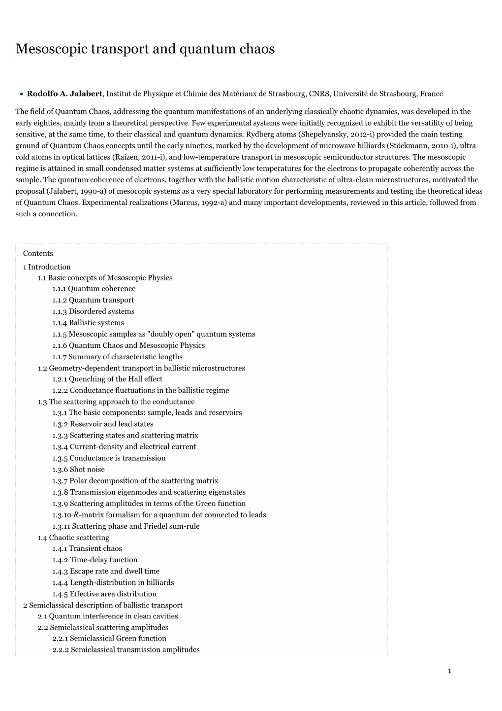 Mesoscopic Transport and Quantum Chaos Oogle