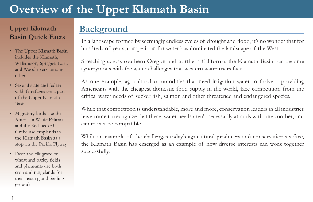 Overview of the Upper Klamath Basin