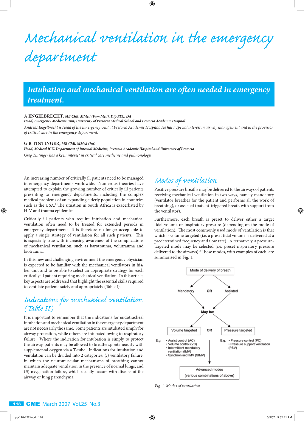 Mechanical Ventilation in the Emergency Department