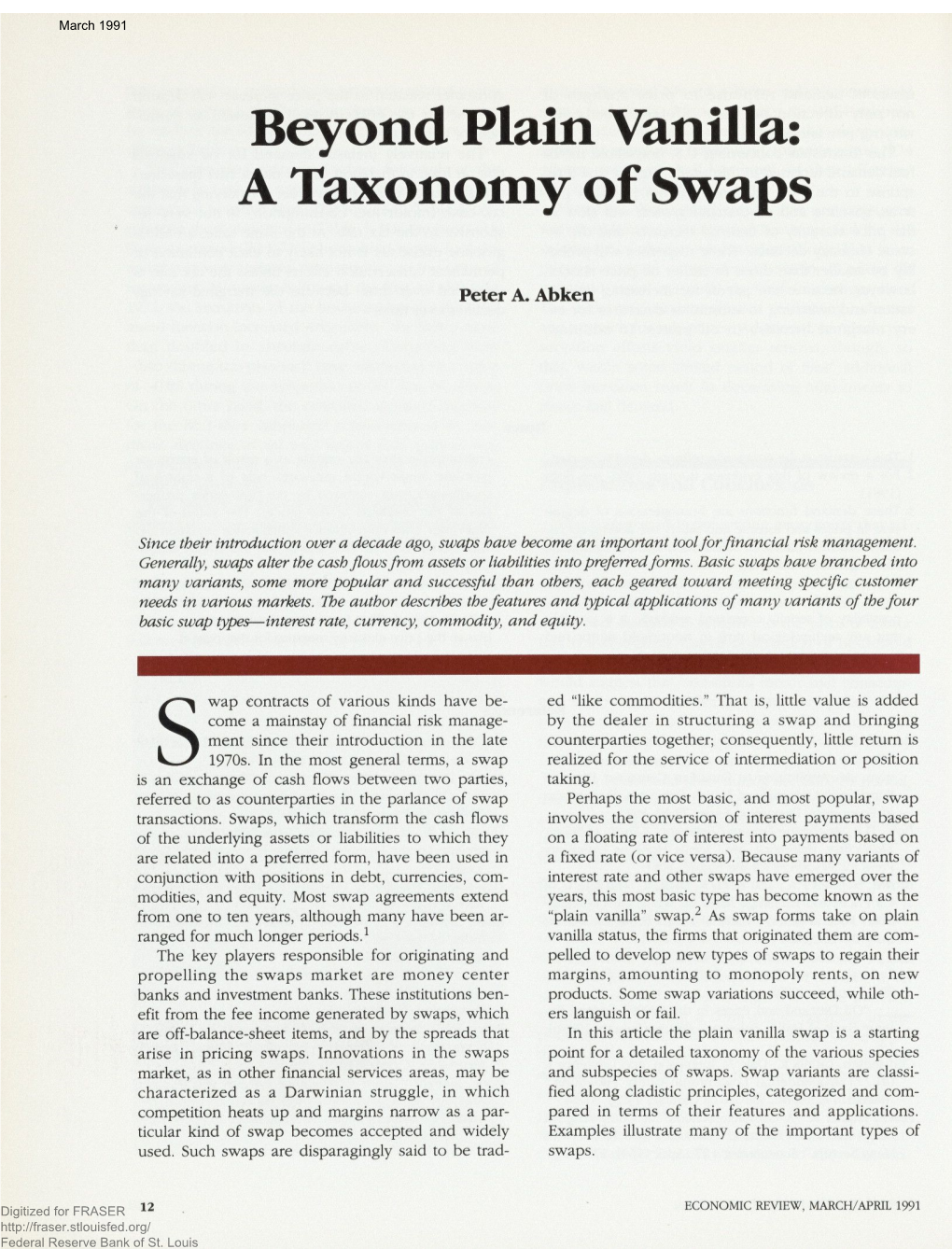 Beyond Plain Vanilla: a Taxonomy of Swaps