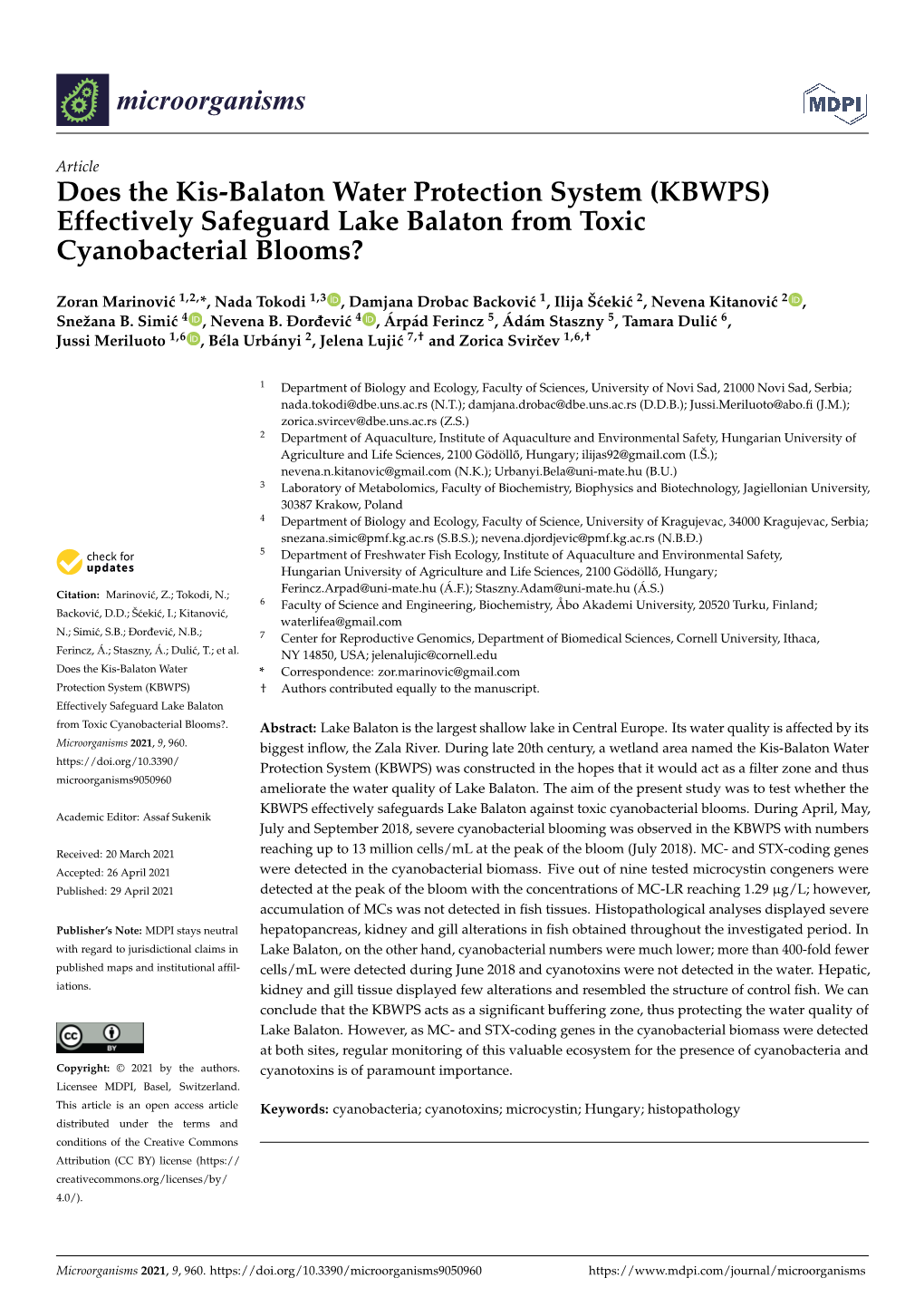 Effectively Safeguard Lake Balaton from Toxic Cyanobacterial Blooms?