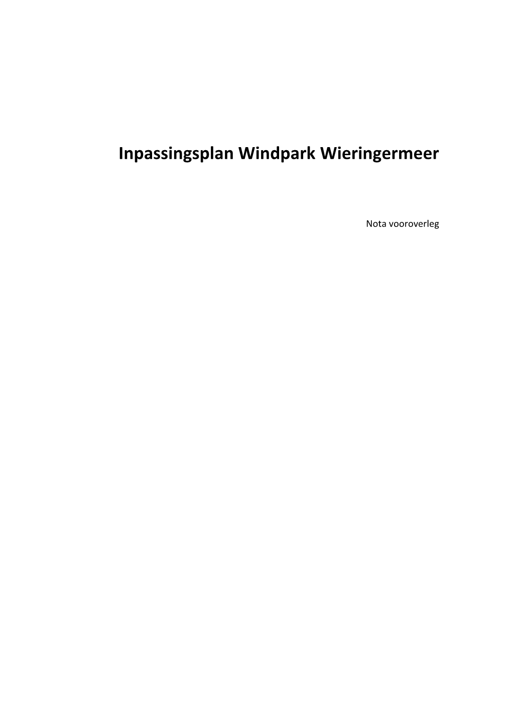 Inpassingsplan Windpark Wieringermeer