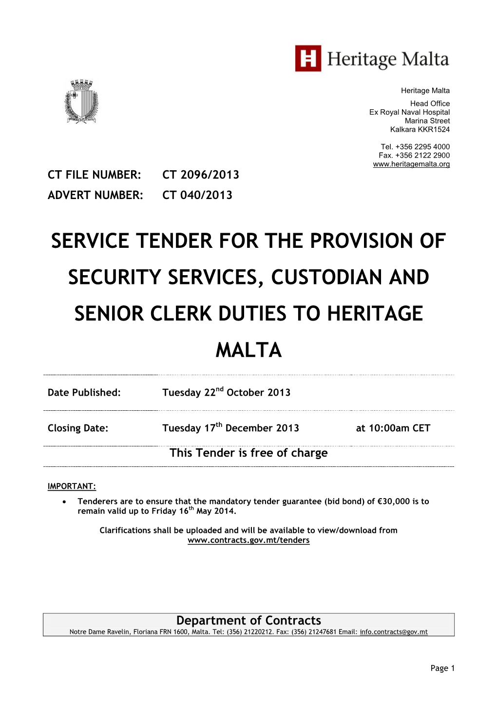 Services Tender