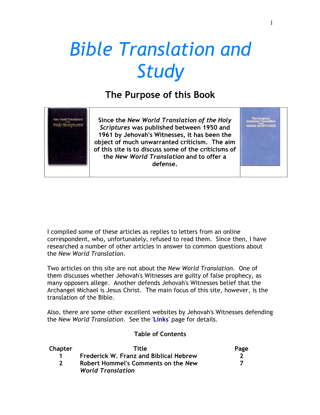 Bible Translation and Study