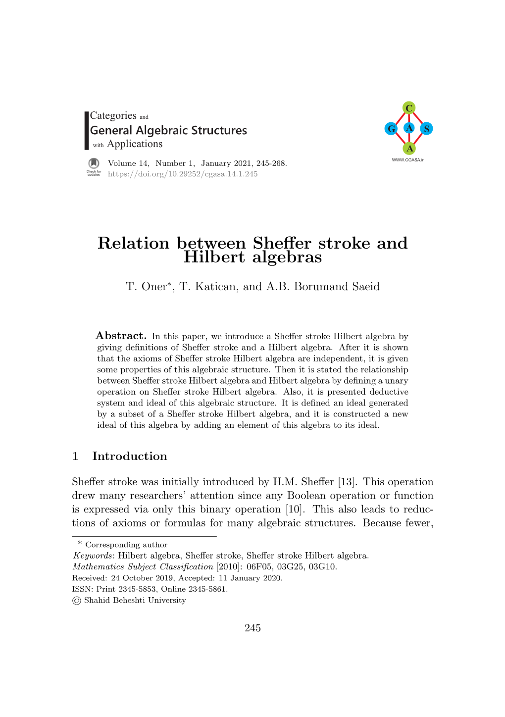 Relation Between Sheffer Stroke and Hilbert Algebras