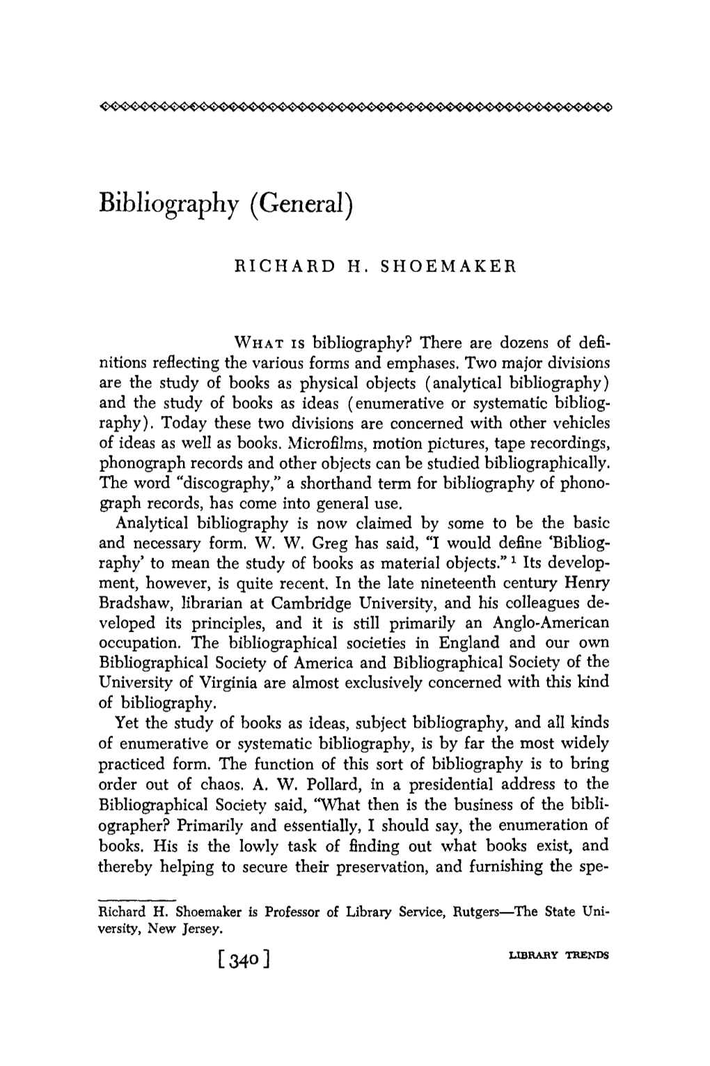 Bibliography (General)