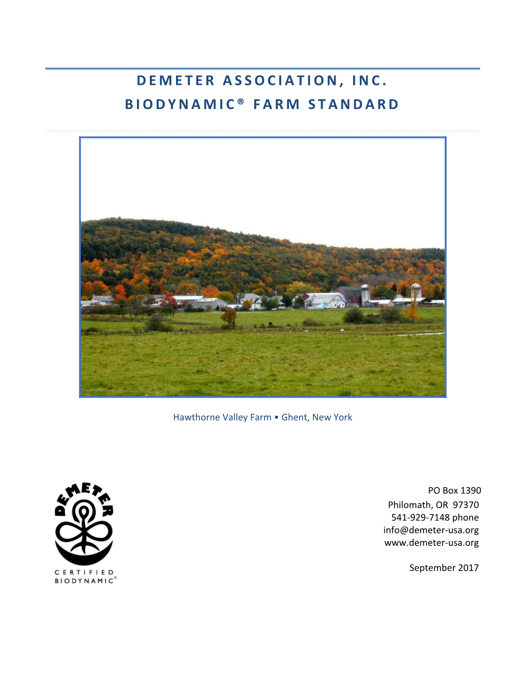 Demeter Biodynamic® Farm Standard