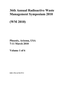 36Th Annual Radioactive Waste Management Symposium 2010