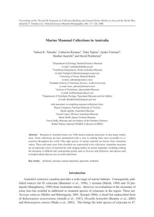 Marine Mammal Collections in Australia
