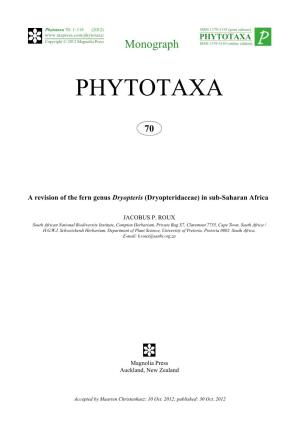 A Revision of the Fern Genus Dryopteris (Dryopteridaceae) in Sub-Saharan Africa