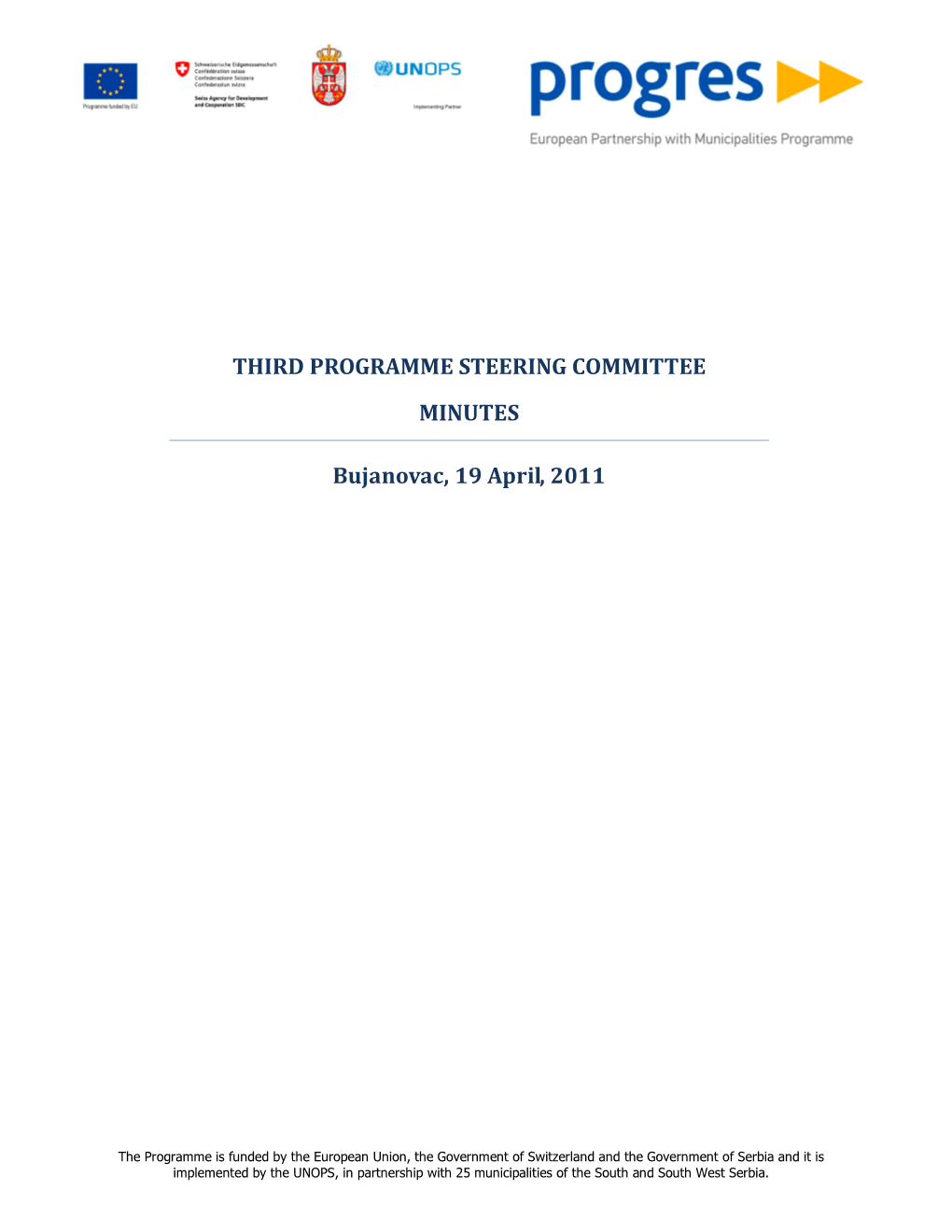 Minutes from the Third PROGRES Steering Committee Meeting, 19 April 2011, Bujanovac