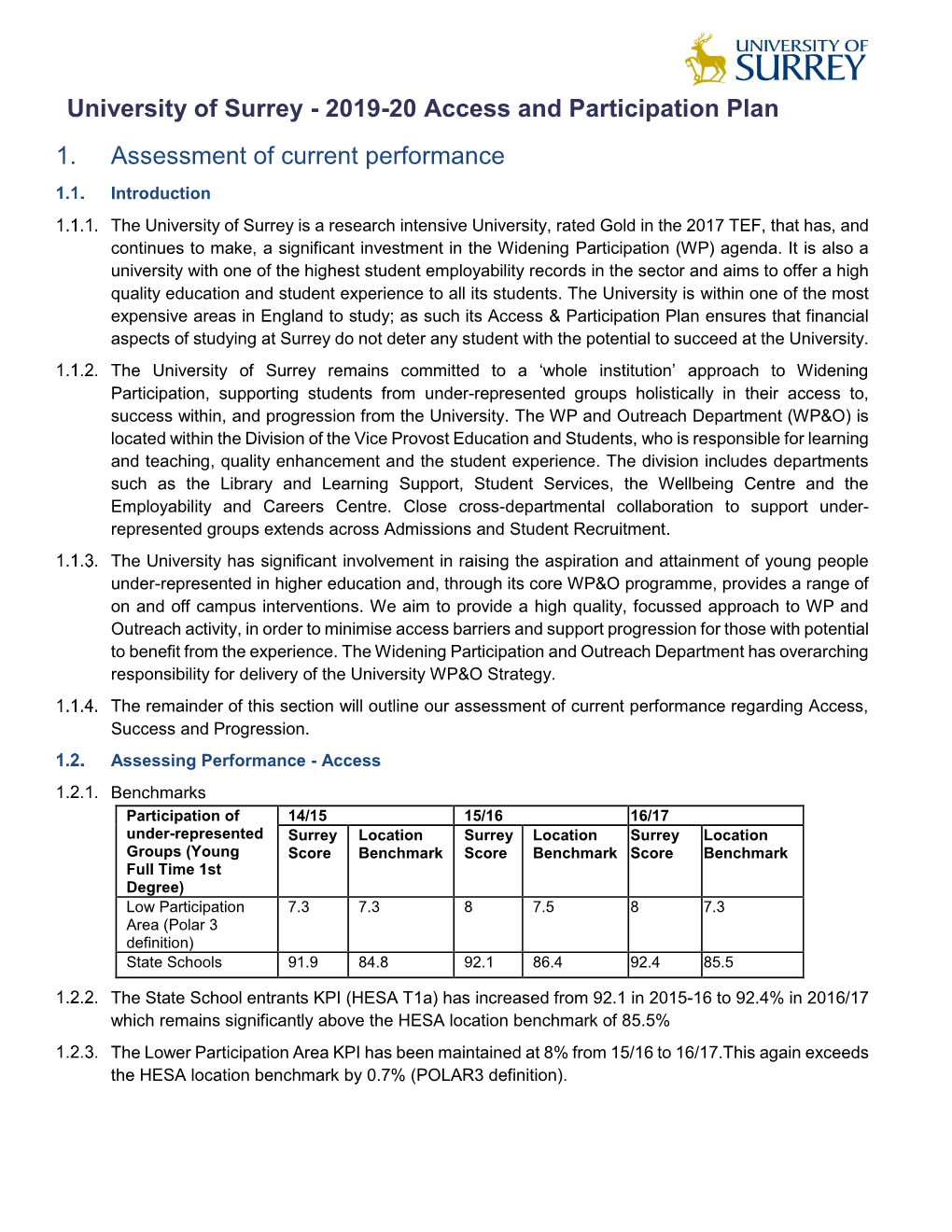 2019-20 Access and Participation Plan 1