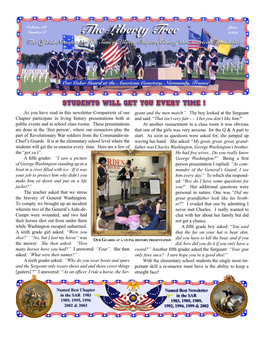 As You Have Read in This Newsletter Compatriots of Our Chapter Participate in Living History Presentations Both at Publ