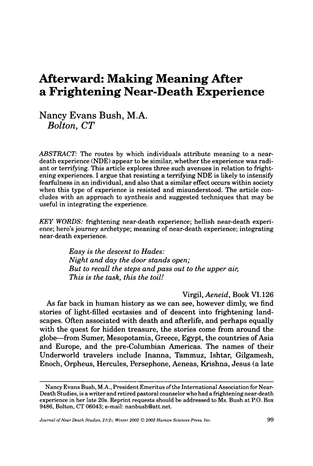 Making Meaning After a Frightening Near-Death Experience