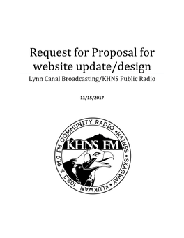 Request for Proposal for Website Update/Design Lynn Canal Broadcasting/KHNS Public Radio
