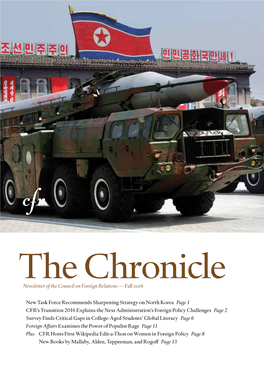 The Chronicle Newsletter of the Council on Foreign Relations — Fall 2016