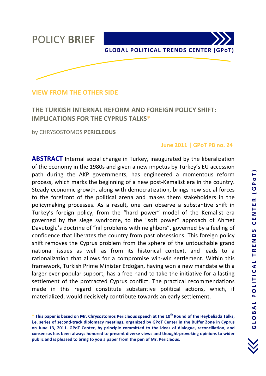 POLICY BRIEF GLOBAL POLITICAL TRENDS CENTER (Gpot)