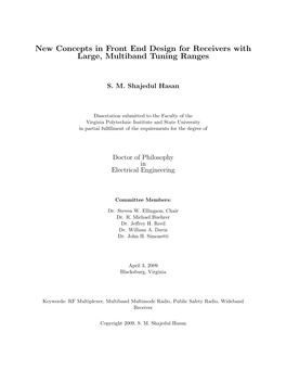 New Concepts in Front End Design for Receivers with Large, Multiband Tuning Ranges