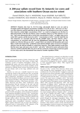 A 200 Year Sulfate Record from 16 Antarctic Ice Cores and Associations with Southern Ocean Sea-Ice Extent